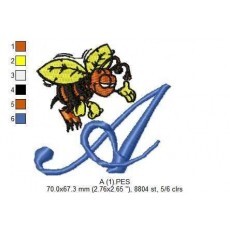 Alfabeto Iniciais Abelhas Bastidor 10x10cm Em Pes Jef Dst Xx