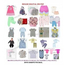 Kit25 Moldes Roupas Para Bebe Body Pijama Macaco Jardineir