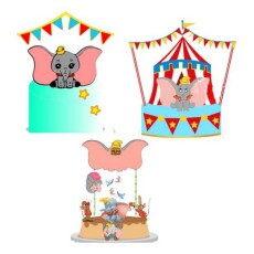 Arquivo Corte Topo De Bolo - Dumbo 03 Temas Combo