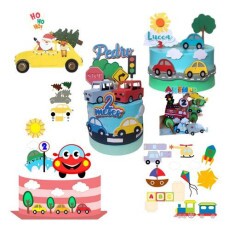 Arquivo Corte Topo De Bolo - Carrinhos 10 Temas Combo