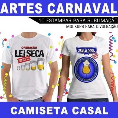 Camisetas Carnaval Casal Artes Editveis Mockups Estampas