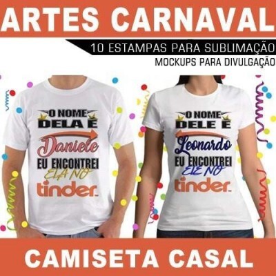Camisetas Carnaval Casal Artes Editveis Mockups Estampas