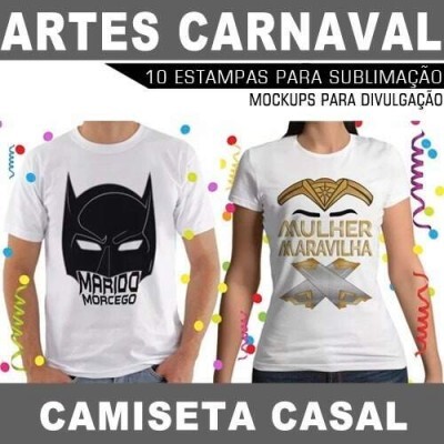Camisetas Carnaval Casal Artes Editveis Mockups Estampas