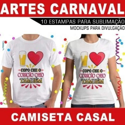 Camisetas Carnaval Casal Artes Editveis Mockups Estampas