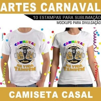 Camisetas Carnaval Casal Artes Editveis Mockups Estampas