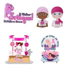 Arquivo De Corte Topo De Bolo - Outubro Rosa 04 Temas Combo