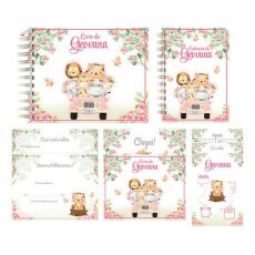 Arquivo Digital Caderneta E Livro Do Beb� Safari Rosa