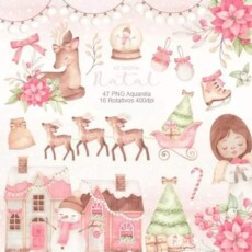 Super Pack Digital Natal Aquarela Papai Noel + Papel Digital