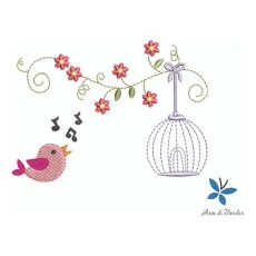 Matriz Bordado Flores E P�ssaros 051