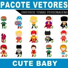 Pacote Vetores Cute Baby Personagens Heris Vetorizados