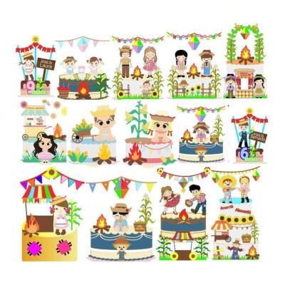 Arquivo De Corte Topos De Bolo Festa Junina- fcm svg /camadas