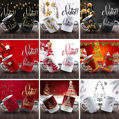 Natal - 60 Artes Em Png Para Canecas Natalinas. Combo!!!