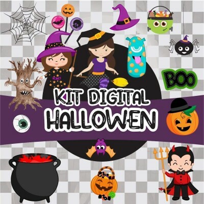 Kit Digital Halloween Dia Das Bruxas Scrapbook Arquivo Png