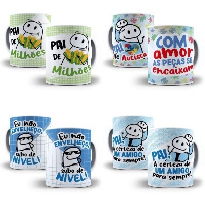 25 Arte Caneca Flork Dia Dos Pais Editvel Corel Draw + Png