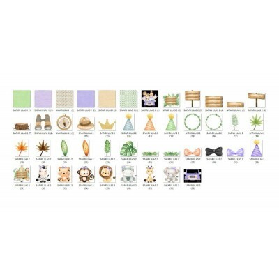 Kit Digital frica Safari Aquarela Lilas 36