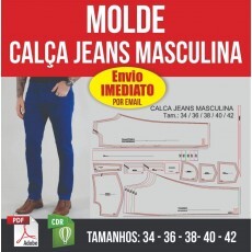 Molde Cala Jeans Trad. Masculina - Modelagem Em Pdf E Corel