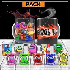 Pack Artes Para Caneca Sublimao + Video + Mockup Among Us