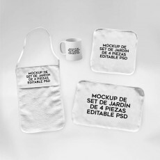 Mockup Set De Jardn 4 Piezas Editable Photoshop Sublimacin