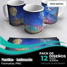 Diseos Plantillas Para Tazas Aladdin Sublimacin