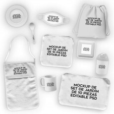 Mockup Set De Jardn 10 Piezas Diseo Editable Photoshop