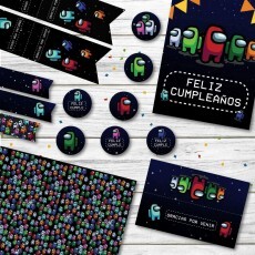 Kit Among Us + Invitacin De Regalo!! Cumpleaos. Editable