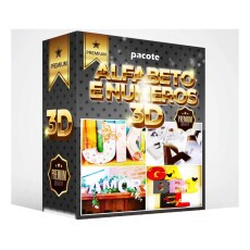 Pacote Letras, Sinais, Nmeros E Acentos Quadrados 3d