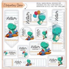 Arquivo Etiqueta Escolar Dinossauros 4 Studio, Pdf, Png, Dxf