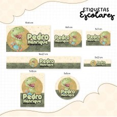 Arquivo Etiqueta Escolar Dinossauros 9 Studio, Pdf, Png, Cdr