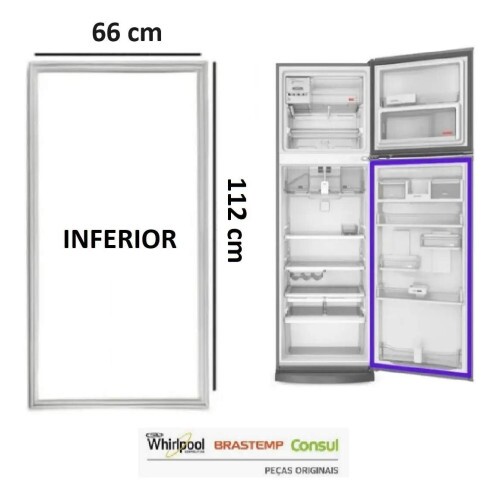 Gaxeta Borracha da Porta Inferior W10223008 para Geladeira Brastemp Consul Original