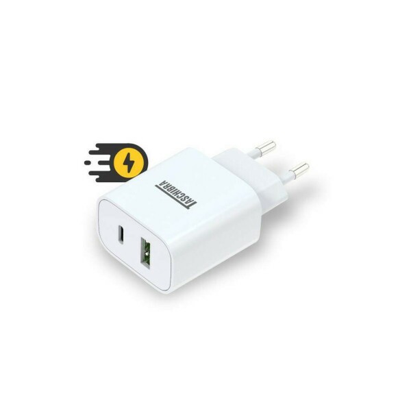 CARREGADOR TURBO 20W USB-A + USB-C TASCHIBRA