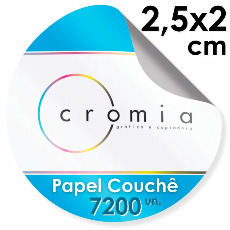 Etiquetas Personalizadas Adesivas Papel Couch Brilho Circular 2,5x2 cm - 7200 unidades