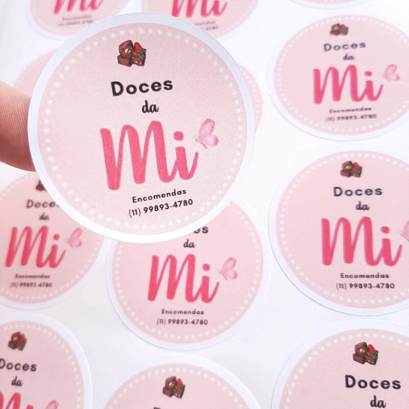 Etiquetas Personalizadas Adesivas Papel Couch Brilho Circular 2,5x2 cm - 7200 unidades