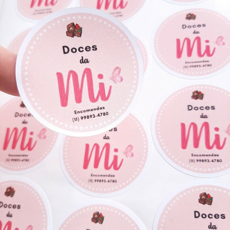 Etiquetas Personalizadas Adesivas Papel Couch Brilho Circular 2x2 cm - 2000 unidades