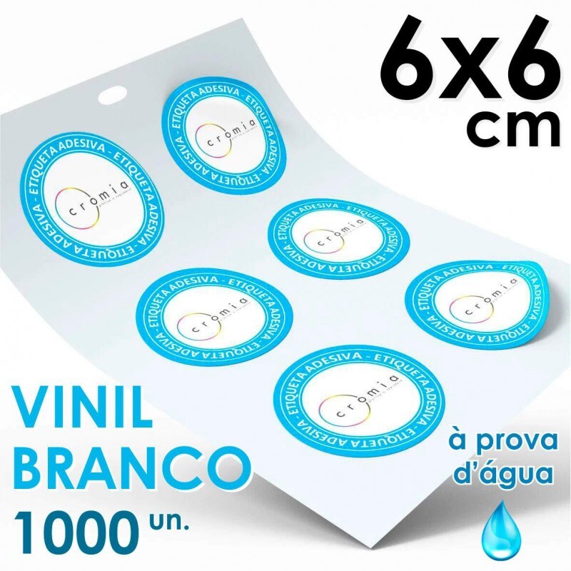 Etiquetas Personalizadas Adesivas Vinil Branco  Prova Dgua Diversos Formatos 6x6 cm - 1000 unidades