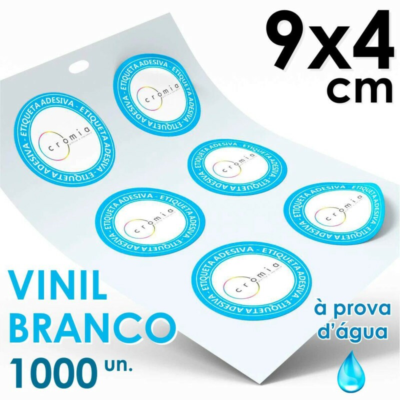 Etiquetas Personalizadas Adesivas Vinil Branco  Prova Dgua Diversos Formatos 9x4 cm - 1000 unidades