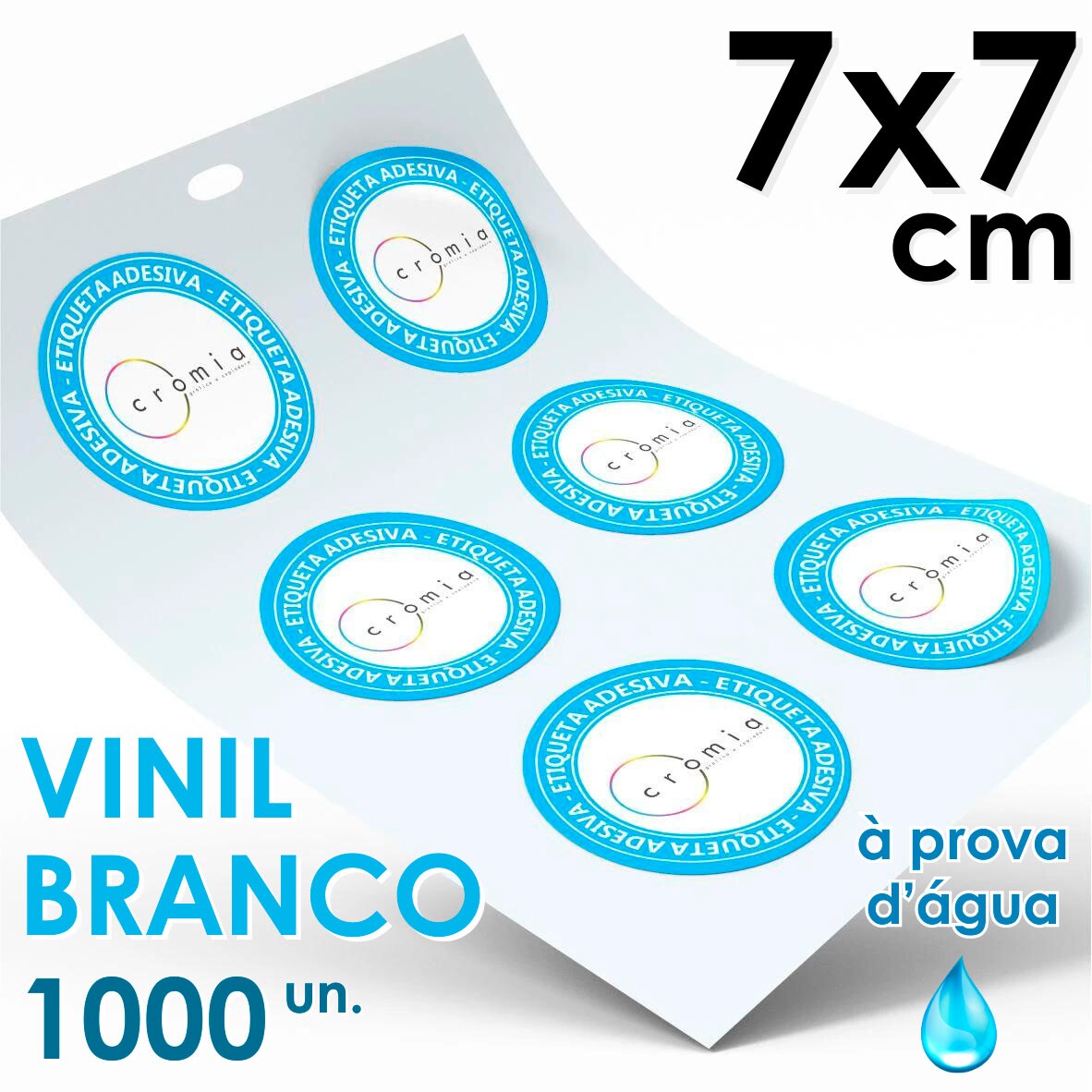 Etiquetas Personalizadas Adesivas Vinil Branco  Prova Dgua Diversos Formatos 7x7 cm - 1000 unidades