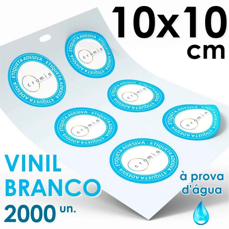 Etiquetas Personalizadas Adesivas Vinil Branco  Prova Dgua Diversos Formatos 10x10 cm - 2000 unidades