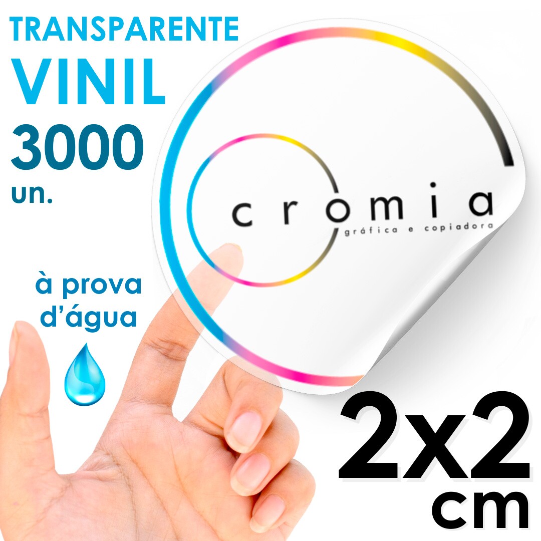 Etiquetas Personalizadas Adesivas Vinil Transparente  Prova Dgua Circular 2x2 cm - 3000 unidades