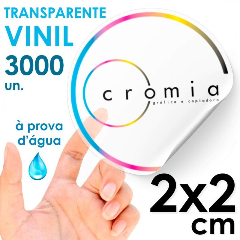 Etiquetas Personalizadas Adesivas Vinil Transparente  Prova Dgua Circular 2x2 cm - 3000 unidades