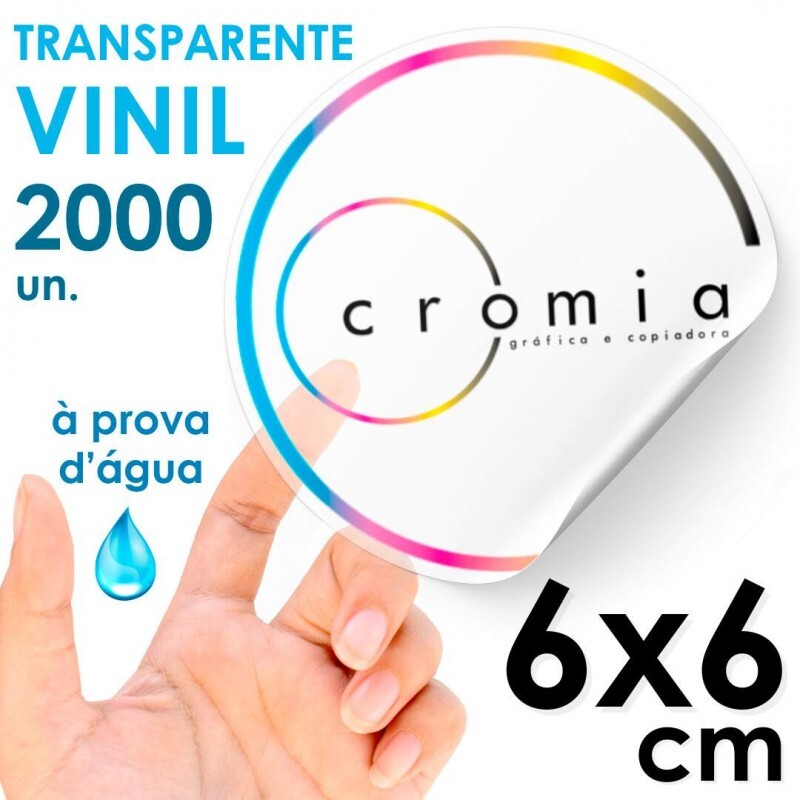 Etiquetas Personalizadas Adesivas Vinil Transparente  Prova Dgua Diversos Formatos 6x6 cm - 2000 unidades