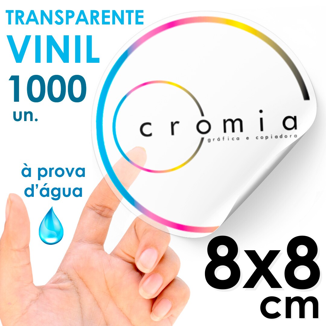 Etiquetas Personalizadas Adesivas Vinil Transparente  Prova Dgua Diversos Formatos 8x8 cm - 1000 unidades