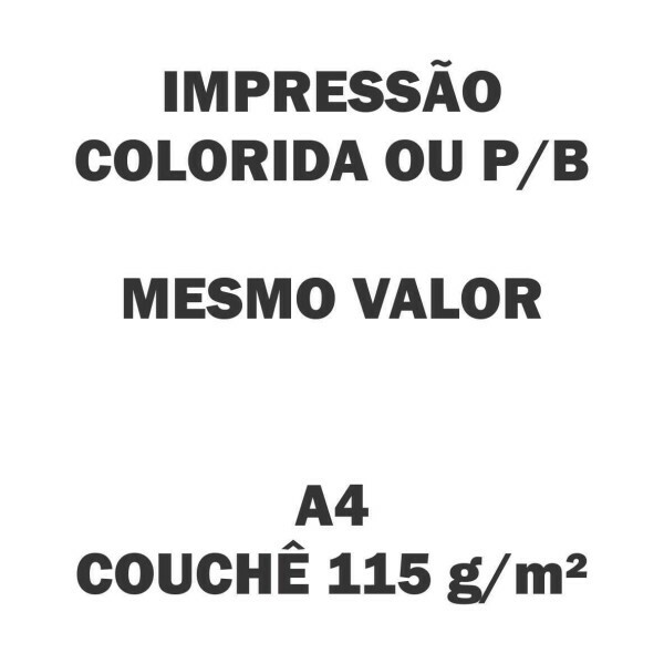 Impress�o Colorida em Papel Couch� 115 g/m� Tamanho A4