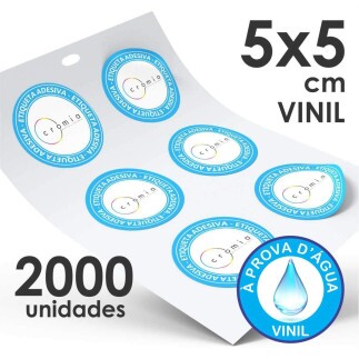 Adesivo Personalizado em Vinil Branco 2000und.5x5cm