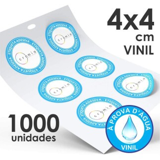 Adesivo Personalizado em Vinil Branco 1000und.4x4cm
