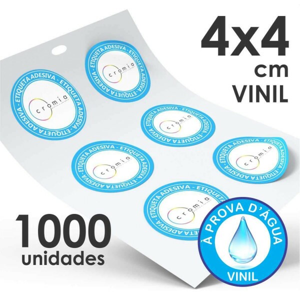 Adesivo Personalizado em Vinil Branco 1000und.4x4cm