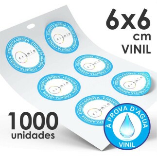 Adesivo Personalizado em Vinil Branco 1000und.6x6cm