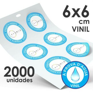 Adesivo Personalizado em Vinil Branco 2000und.6x6cm