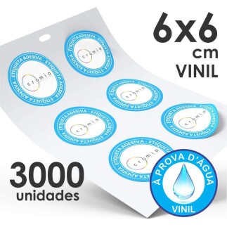 Adesivo Personalizado em Vinil Branco 3000und.6x6cm