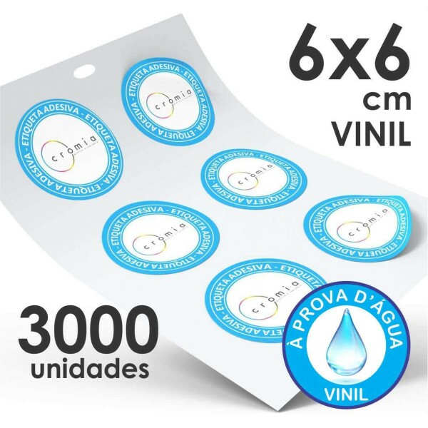 Adesivo Personalizado em Vinil Branco 3000und.6x6cm