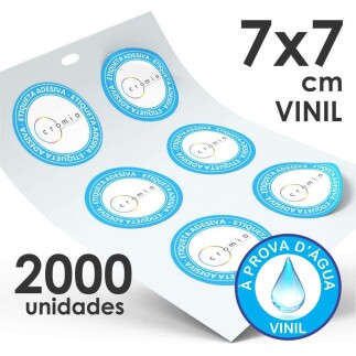 Adesivo Personalizado em Vinil Branco 2000und.7x7cm
